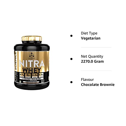 One Science Nutrition (OSN) Nitra Whey - DAA, Tribulus Terrestis, Maca powder and Boron & Creatine Monohydrate | 27g Protein, 3g Creatine, 5.2g Glutamine, 6.6g BCAA - 5lbs - Chocolate Brownie