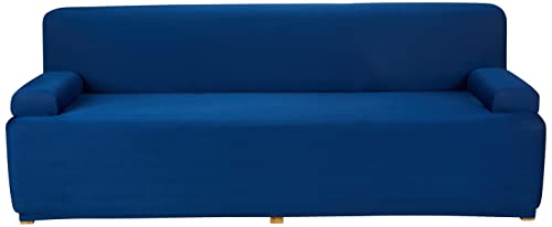 Amazon Brand - Solimo Polyester Spandex Stretchable Sofa Slipcover (3 Seater, Blue)