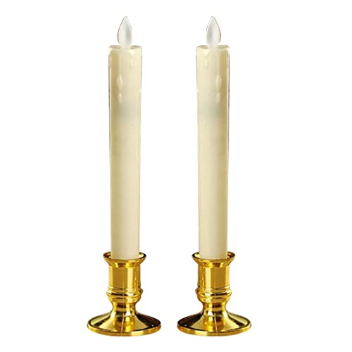 CALANDIS 2pcs Warm LED Candle Romantic Swing Flame Real Candles Home Wedding Gold B