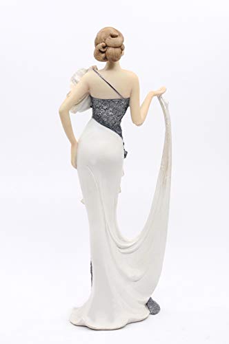 Comfy Hour 13" Elegant Slim Lady Lifting Up Skirt Collectible Figurine, Gray & White