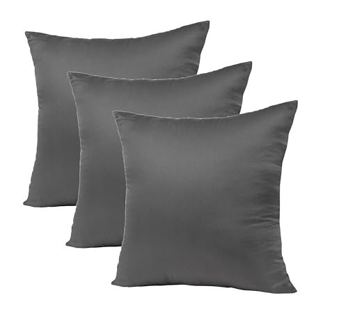 VLYSIUM 20x20 Inch (50x50 cm) Hotel Quality Premium Soft Polyester fiber Cushion Filler - Set of 3 (Grey)