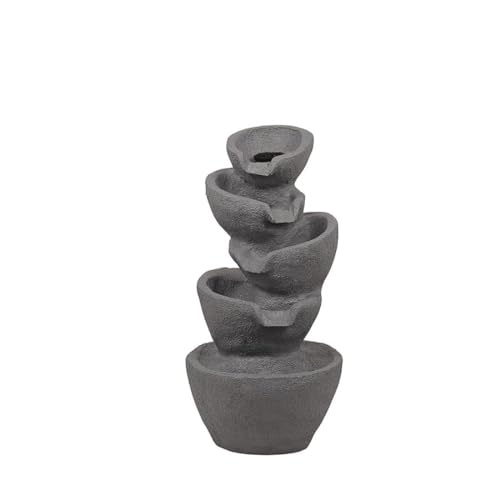 Shawshank Spiral Mini Water Fountain Resin Fiberglass Water Fountain for Home Office Living Room Dcor with LED Lights and Pump (Grey)