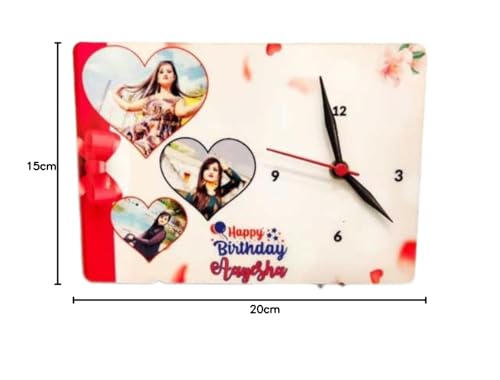 Personalized Happy Birthday Table Clock with 3 of Your Favorite Pictures…
