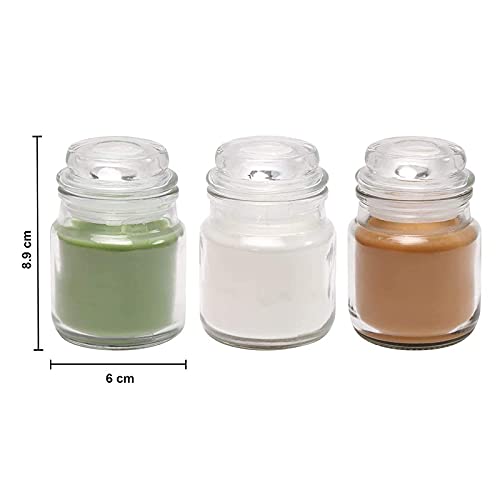 Belicia Scented Wax Candles in Glass Jar Set (Lemon Grass, Lavender, Rose) - Pack of 3