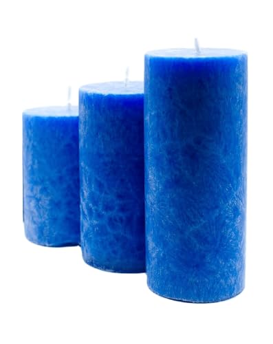 The Decor Affair Marble Finish Sea Breeze Scented Pillar Candles - Pack of 3, Smokeless & Ideal for Home Decoration and Special Occasions.