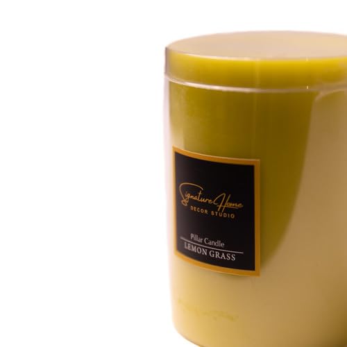 Signature Home Décor Studio Set of 2 Lemongrass Scented Small Pillar Candles