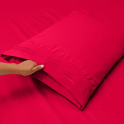 Hearth & Harbor 4 Piece Bed Sheet Set - Luxury Soft Double Brushed Microfiber - Deep Pockets, Hypoallergenic, Full Size, Hot Pink