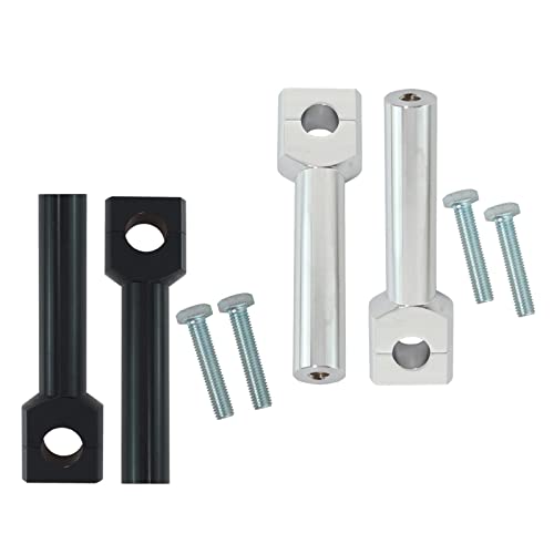 LOOM TREE® Motorcycle Handlebar Riser Kit 22/25Mm Universal For Moto Silver 22Mm | 2 X Handlebar Clamps 2 X Riser Bolts