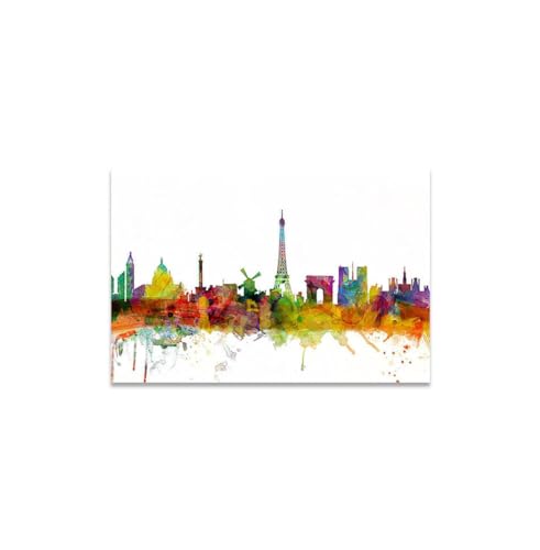 GADGETS WRAP Canvas Gallery Wrap Framed for Home Office Studio Living Room Decoration (14x11inch) - Paris France Skyline Print