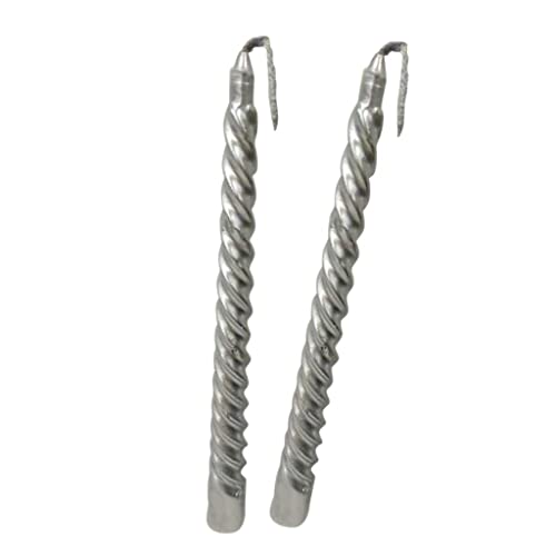 SECRET DESIRE 2Pcs Twisted Spiral Christmas Taper Wax Candle Candlelight Dinner Decor Silver