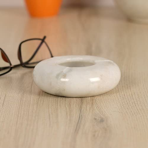 RDK SON'S® Handmade White Round Marble Ashtray | Cigarette Ashtray Handcrafted for Home/Office/car/Bar/Tabletop Ashtray (4 Inches)