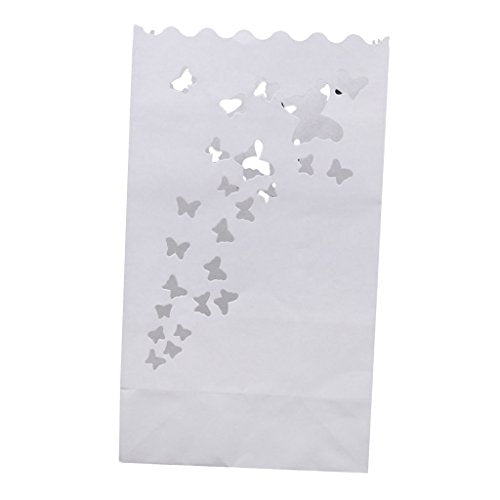 ATORSE® 10Pcs Butterfly Design Candle Bags Candle Lantern Bags White