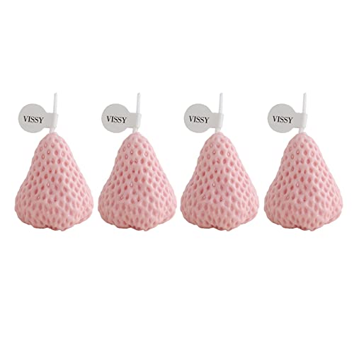 ATORSE® Strawberry Candle Scented Candle Home Living Room Party Decor Photo Props Pink S 4Pcs