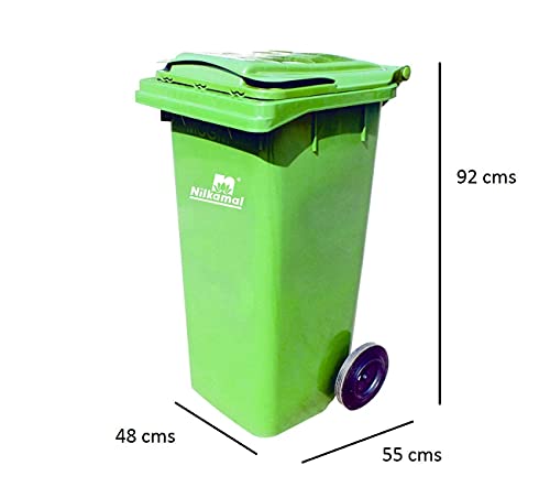 Nilkamal Plastic Wheel Garbage Dustbin 120 L (Green and Green)