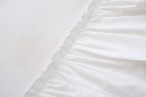 White Ruffled Bed Flat Sheet Cotton Queen Size 1 Piece