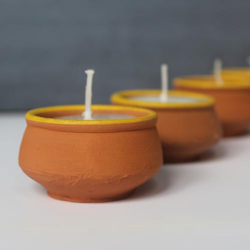 CRAFTLIPI Terracotta Handi Candles, Set of 12