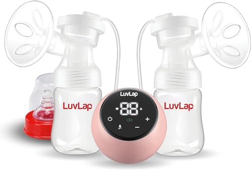 LuvLap Adore Double Electric Breast Pump with Dual Mode, 2 Phase - Stimulation & Expression, Soft Silicone Cushion, Rechargeable Battery, Single Breast Pump Electrical, BPA Free, 1 year Warranty