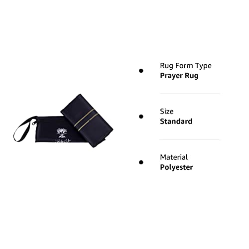 Tiipro Prayer Mat (Black, Polyester, Standard, 1 Piece),Large Rectangle, 110 x 69 cm