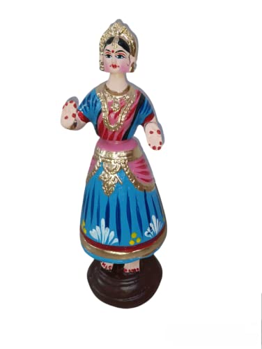 Sri Durga Creations Tanjore Dancing Doll/Golu Doll[Red, Blue, Yellow] Size 11 inch