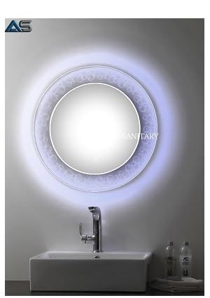 ARANAUT Round Glass LED Wall Mirror Make-up Light with Touch Sensor 24 x 24 (White Light)