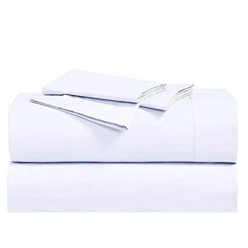 California King, White : Abripedic Crispy Percale Sheets, 300-Thread-Count, 4PC Solid Sheet Set, 100% Cotton, 22 Inch Super Deep Pocket, California-King, White