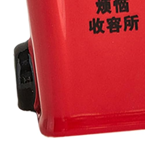 Mini Trash Can Shape Ash Holder Ceramic Portable for Living Room Office Desk Red