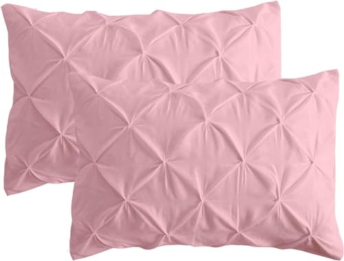 EASY BEDDING Pinch Pillows for Sleeping Luxury Hotel Collection 100% Egypation Cotton Standard Size 16x 24 Inch Pink Solid (Pack of 2)