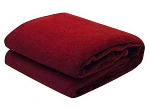 BREVARD 300 TC Solid/Plain Light Weight Polar Fleece Double Panipat Famous Warm or Hot AC Blanket (90X100 Inches, Maroon)