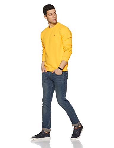 Allen Solly Men Cotton Round Neck Sweatshirt ASSTORGP773994M_Yellow 13-0758TCX_Yellow_M