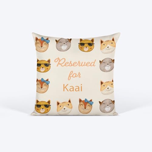 HUFT Reserved for (Pet Name) Personalised Cushion for Cats - 12 inches (30 x 30 cm)