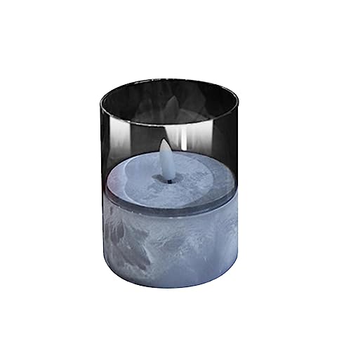 UJEAVETTE® Flameless Led Candle Crafts Tea Light Candle for Living Room Hallway Bedroom 8Cmx8Cmx10Cm Grey