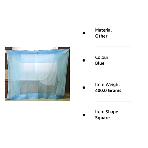 DIVAYANSHI Polycotton Mosquito net for Bed (Blue, 7 x 7 ft), 7x7 ft (F3-VWUX-657F)