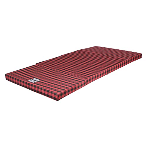 COLOFLY Dual Comfort Reversible | Foldable UHD Foam | Single Bed Mattress | 4 Fold Black-Red | (72x35x3)