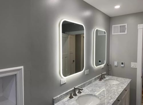 TINITALO Bathroom LED Mirror Home Mirror Wall Mirror with Touch Sensor, 3 Light Effects, Glass, Rectangular LED-105 (24 x 36 Inch)