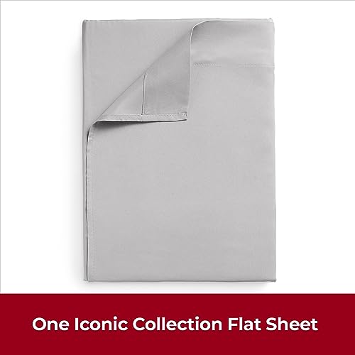 Mellanni Twin XL Size Flat Sheet - Iconic Collection Bedding Sheets - Hotel Luxury, Extra Soft, Cooling Sheet- Wrinkle, Fade, Stain Resistant - 1 Flat Sheet Only (Twin XL, Light Gray)