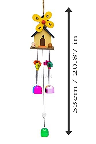 ASTARIN Pipe Wood Coper Wind Bells Chimes for Decorate Item with Sweet Sound | 21 Inches (Yellow)