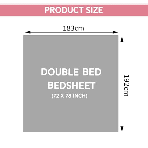 Heart Home Cotton Fitted Bedsheets For Double Bed With 2 Pillow Covers Included - Elastic Design Bedspread With 72x78 Inch Size - Pink