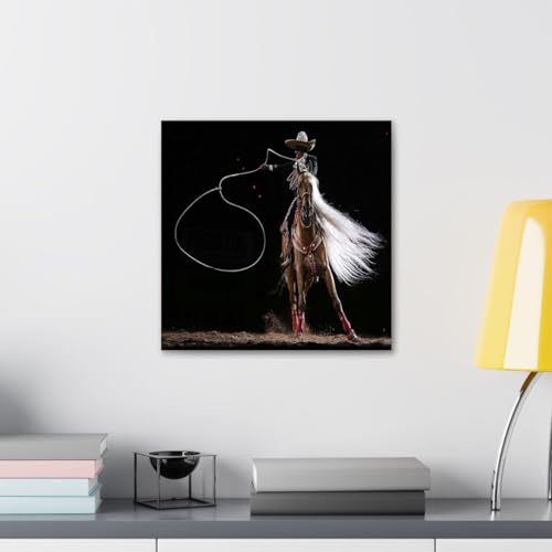 GADGETS WRAP Canvas Gallery Wrap Framed for Home Office Studio Living Room Decoration (10x10inch) - Horse Rider (2)