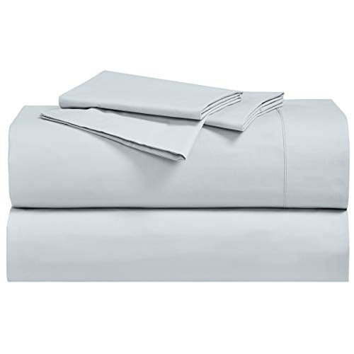 Abripedic Solid 300-Thread-Count, 100-Percent Cotton Percale, Breathable Crispy Split-King Sheets Set for Adjustable Beds, Sea