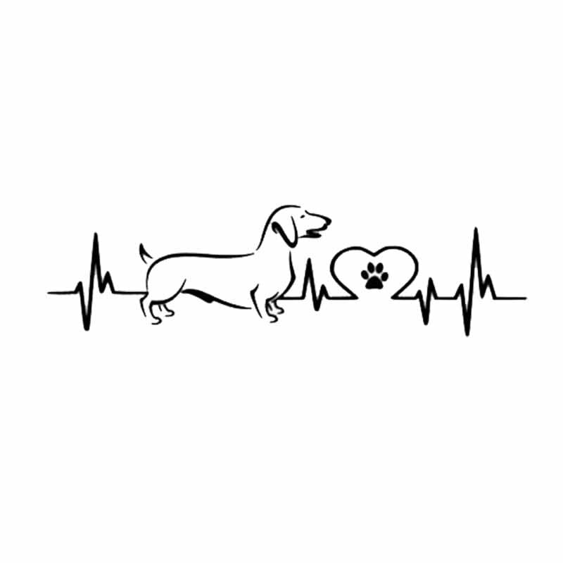 GADGETS WRAP Vinyl Wall Decal Sticker Dachshund Electrocardiogram Vinyl Car Sticker