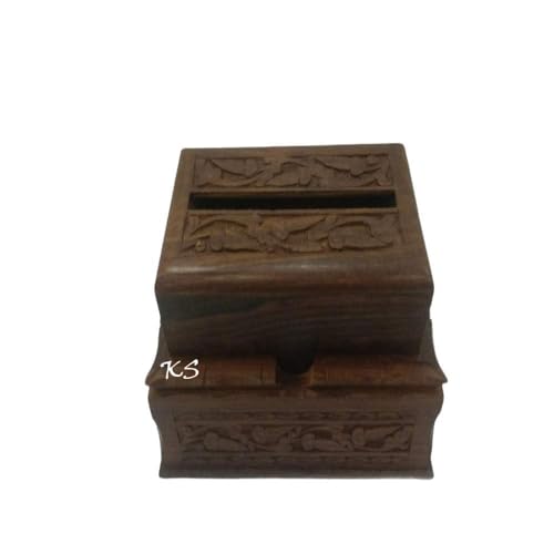 Zeguard Handicraft Wooden Hand Crafted Antique Cigarette Magic Box/Case Handmade Pure Sheesham Delight Magic Wooden Cigarette Dispenser(Brown) Pack Of 1