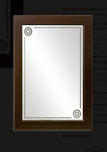 Cheval Glass Rectangular Wall Mirror Size with Engineered Wooden Frame - 14 X 20 Inches