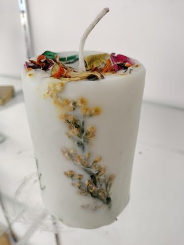 Large Pillar 425 Grams Flower White Colour Organic Hand Made Natural Aromatic Candle, Made with100% Soy Wax, for Home Decor, Diwali, Birthday, Anniversary, Christmas, New Year