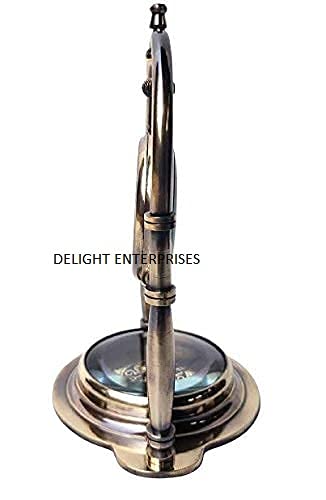 Delight Enterprises Antique Brass Hanging Table Watch with Directional Compass Full Brass Frame for Your Office Table Best Gift for You