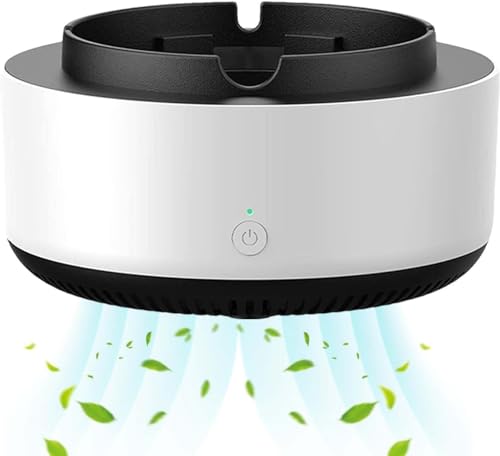 Divik Smokeless Ashtray for Office, Car, Indoor & Outdoor Use Self Extinguishing Ashtray Anti -Odor Electronic Ashtray with Dair Purifier 2 in 1, Multifunctional Smokeless Ashtray (1Pcs) (White)