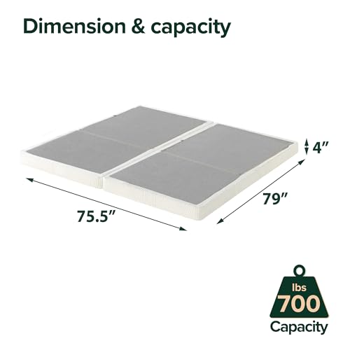 Zinus 4 inch Low Profile Bifold Box Spring/Folding Mattress Foundation/Strong Steel Structure/No Assembly Required, Split King