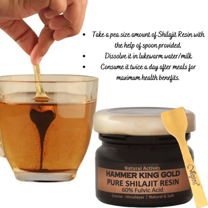 Vigini Natural Hammer King Gold Pure Original Himalayan Shilajit Resin 60% Fulvic Acid Straight Stamina Testosterone Power Booster For Men-50ml