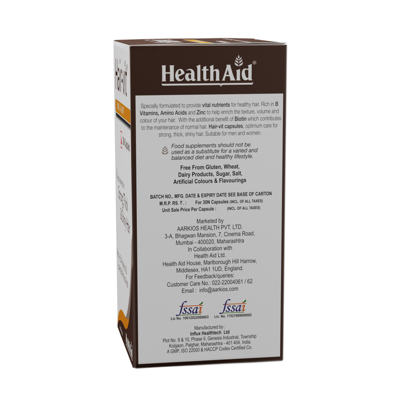 HealthAid I Hair-vit I Multivitamins for Hair I 30 Capsules