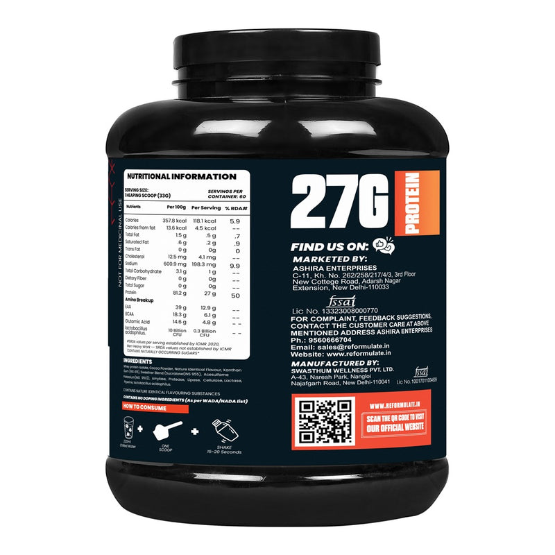 Reformulate I Isoform I  Whey Isolate I Your Daily Meal Replacement Formula I 27G Protein | 6.1G BCAA | 12.9G EAA | O g Sugar I Enhance Recovery I 100% Authentic I Premium Ingredients I Nutraceutical I Serving 60 I Chocolate I 2 KG