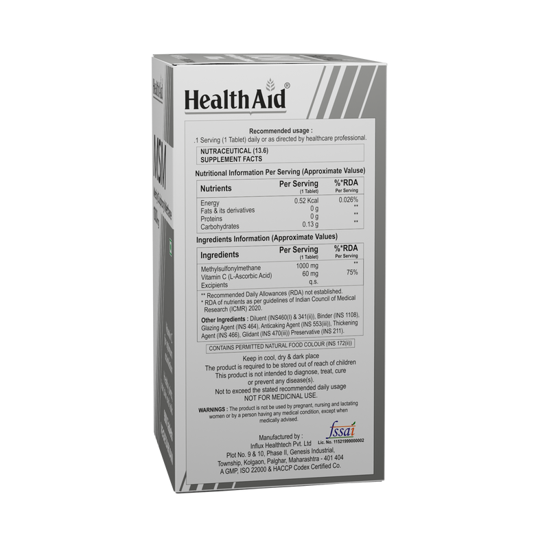 HealthAid I MSM 1000 mg I 90 Tablets